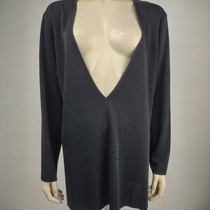Exclusively Misook black deep V-Neck blouse knit top womens 2X XXL